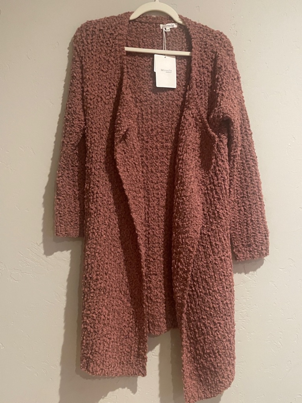 Miracle Open-Front Popcorn style Cardigan in Dusty Rose. NWT